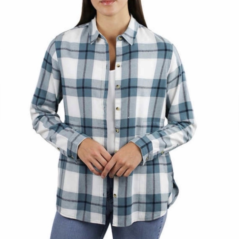 NWOT Jachs Girlfriend Ladies Cozy Flannel Shirt Teal Size: S
